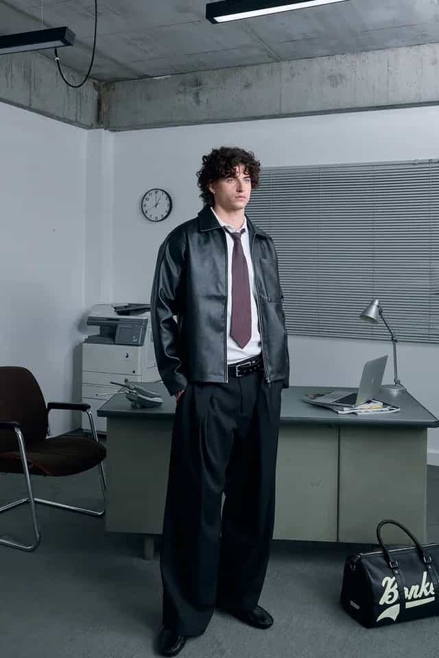 STOND Black Leather Aviator Jacket thumbnail 2