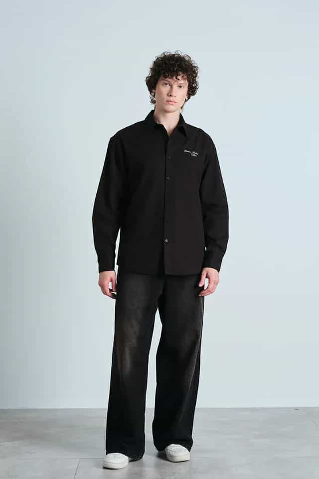 Hermann Oversized Classic Black Full Sleeve Shirt  thumbnail 4