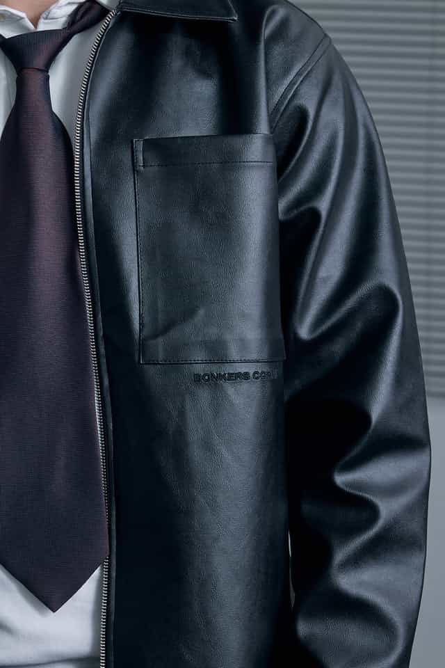 STOND Black Leather Aviator Jacket thumbnail 5