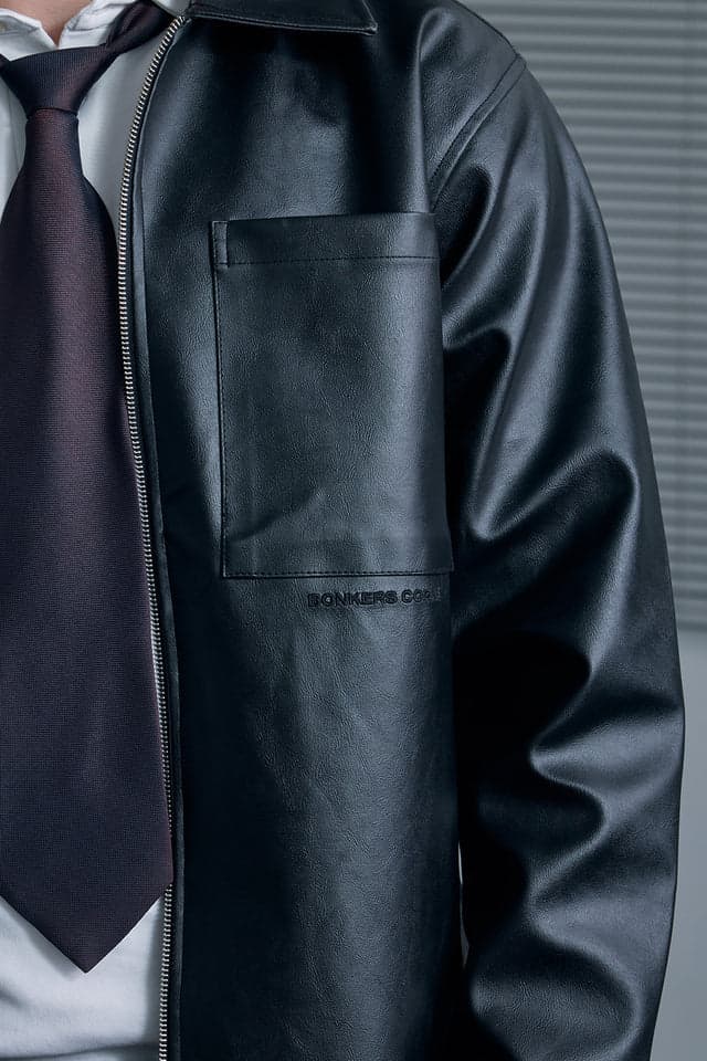 STOND Black Leather Aviator Jacket 5